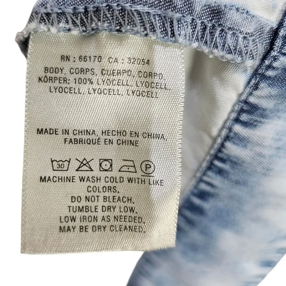 Holding Horses Womens Acid Wash Dress S Chambray Ruffle One Shoulder Boho Vaca - Picture 14 of 15